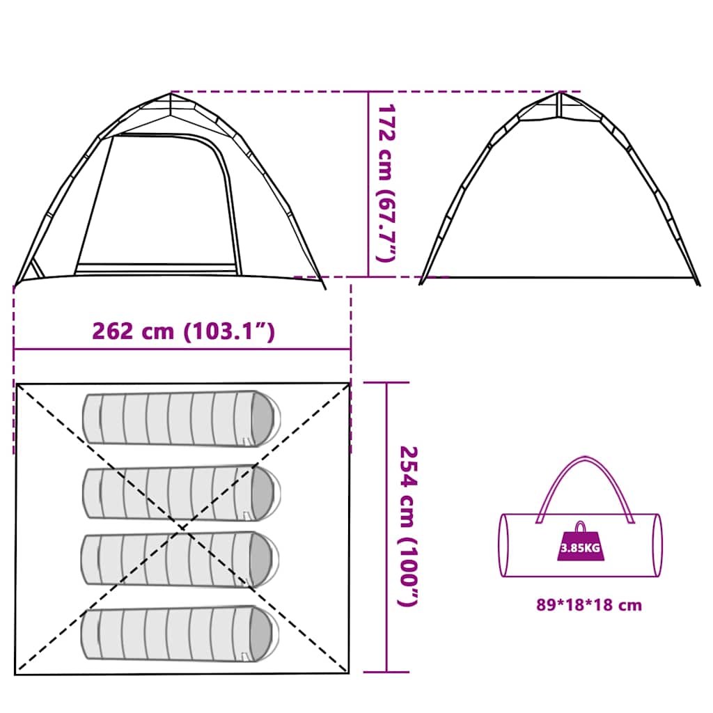 Angelzelt 4 Personen Olivgrün Quick Release