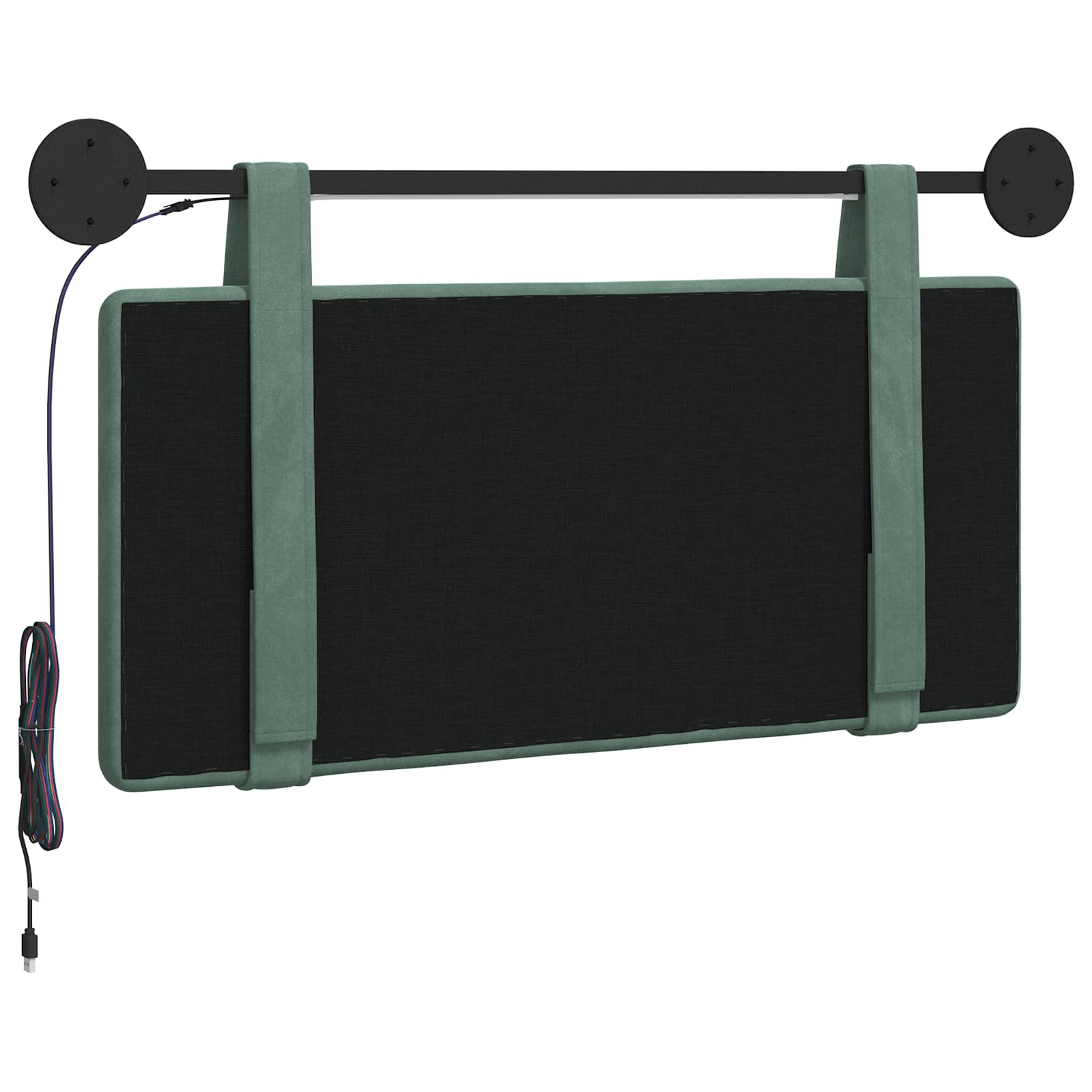 Hängendes Kopfteil Mit LED Licht Hellgrau Samt