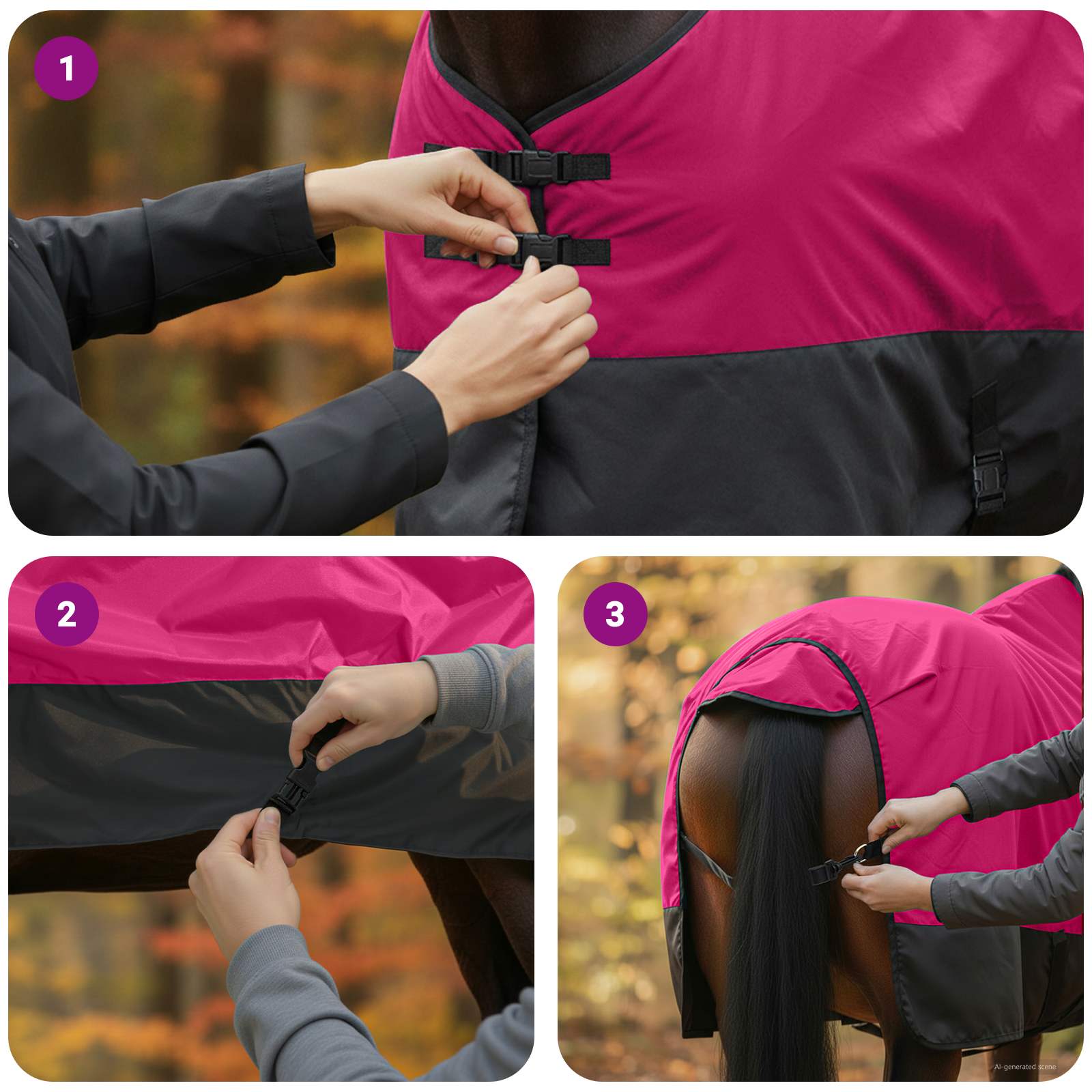 Pferdedecke Dunkelgrün und Schwarz 75 cm Polyester