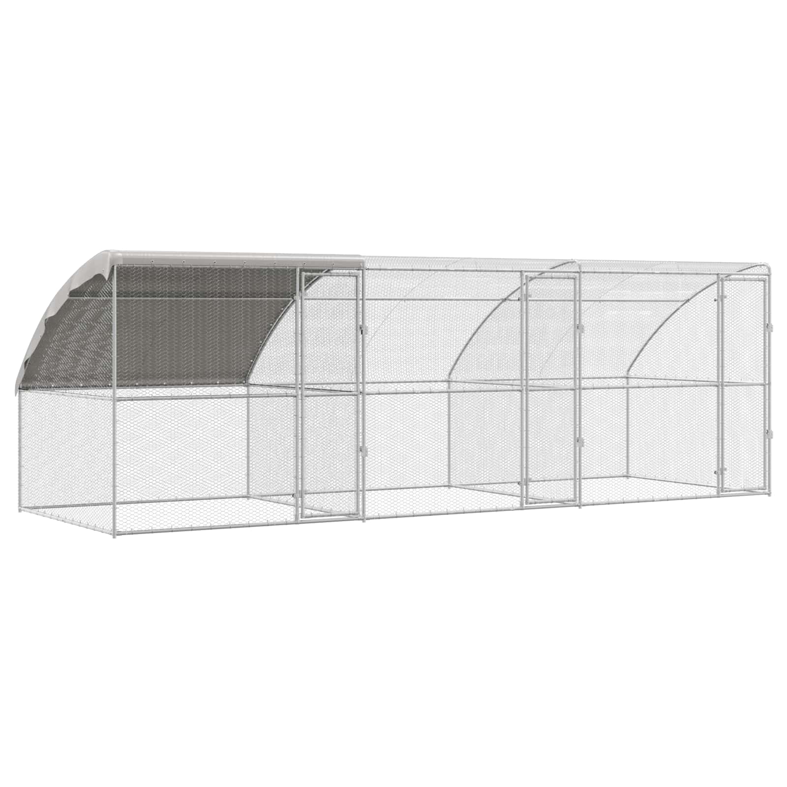 Hühnerkäfig 2 pcs Silber 400 x 200 x 200 cm Stahl und PE