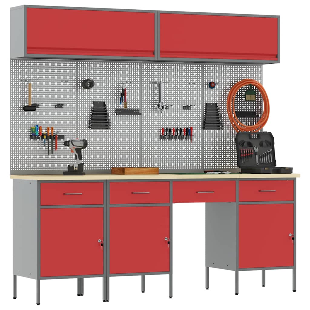 Arbeitsschrankset mit Schubladen mit Regal 8 pcs Grau