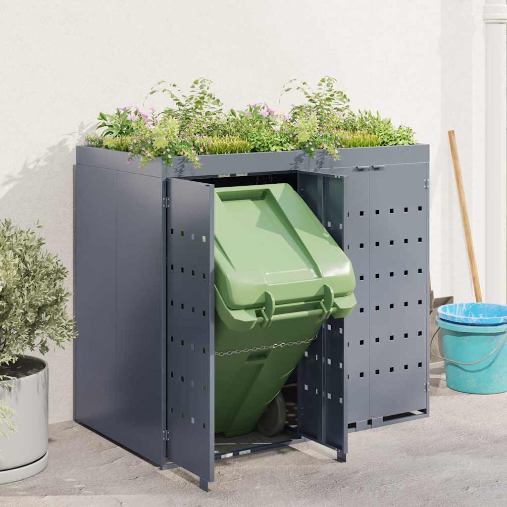 Mülltonnenbox für 2 Tonnen Schwarz 138x79x117 cm Stahl