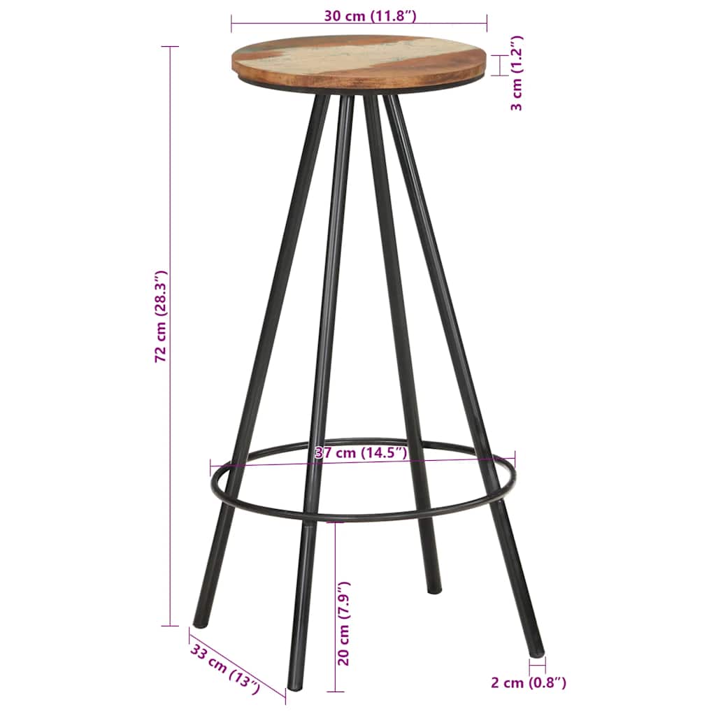 Barhocker 2 Stk. Massives Altholz