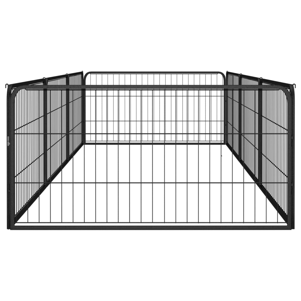 4-tlg. Hundelaufstall Schwarz 100x50cm Stahl Pulverbeschichtung