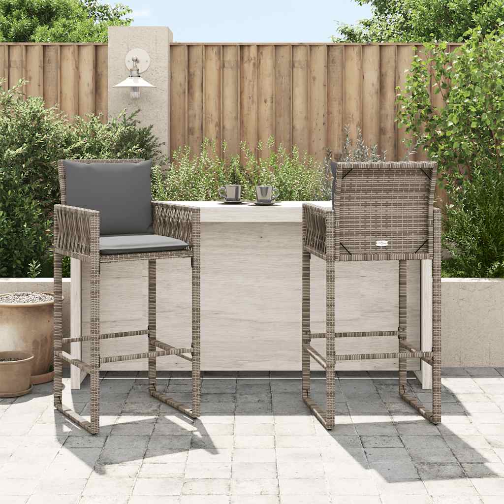 Garten-Barhocker 2 Stk. Schwarz Poly Rattan