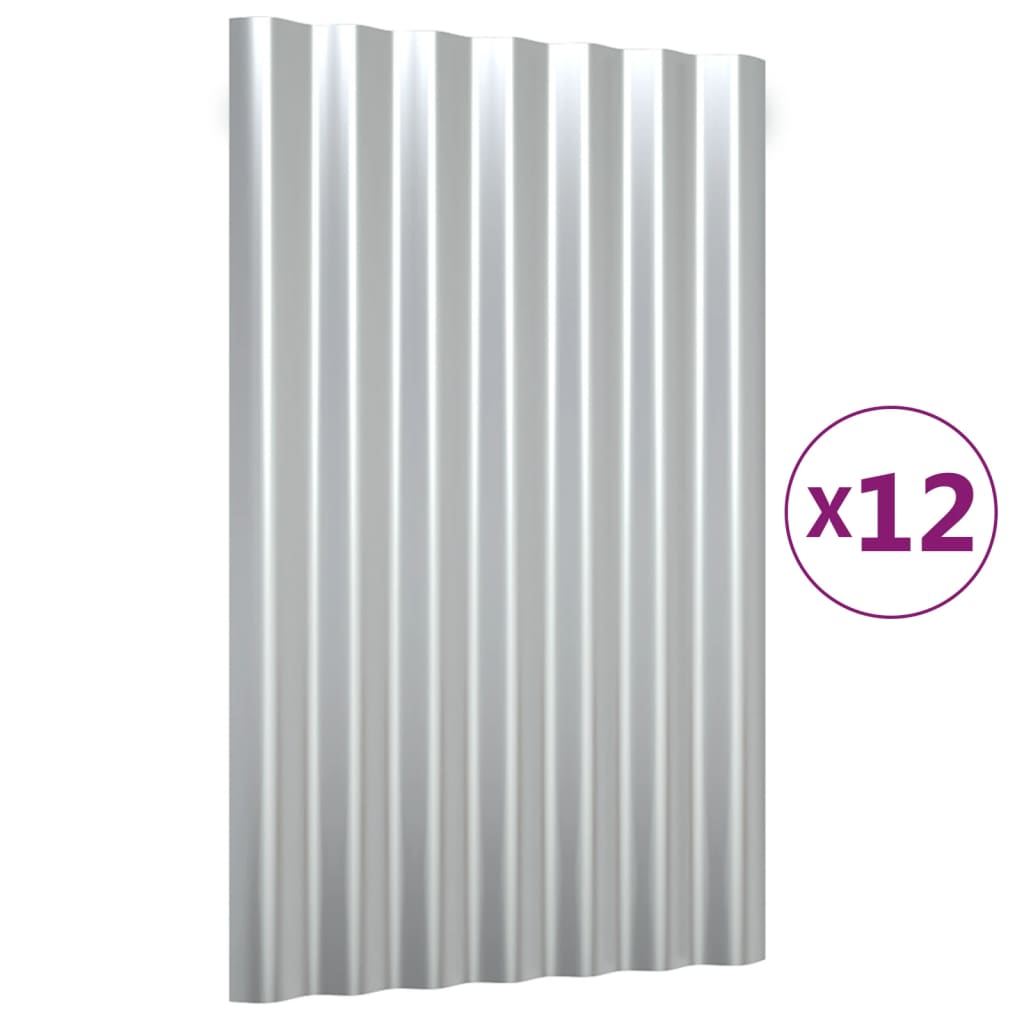 Dachpaneele 12 Stk. Verzinkter Stahl Grün 100x36 cm