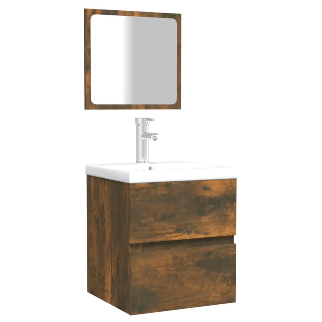 Badschrank mit Spiegel Weiß Holzwerkstoff