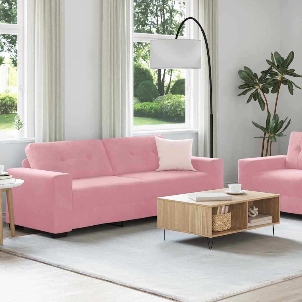 2-teiliges Sofa-Set mit Kissen, hellgrauer Samt