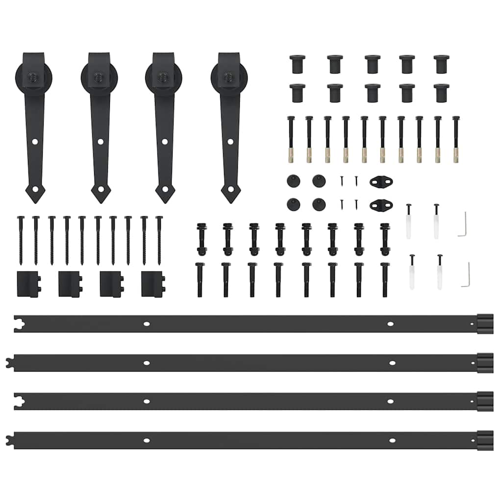 Schiebetürbeschlag-Set 305 cm Stahl Schwarz