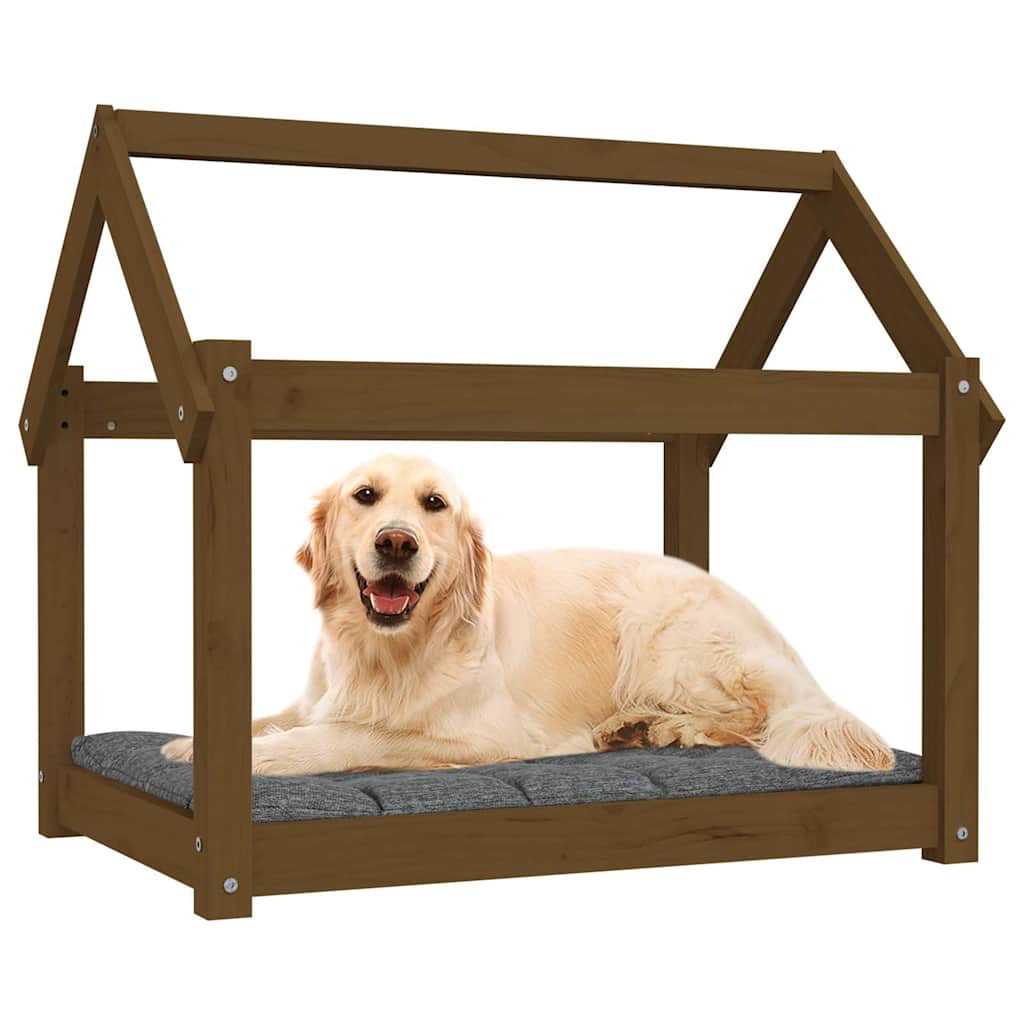 Hundebett Grau 61x50x70 cm Massivholz Kiefer