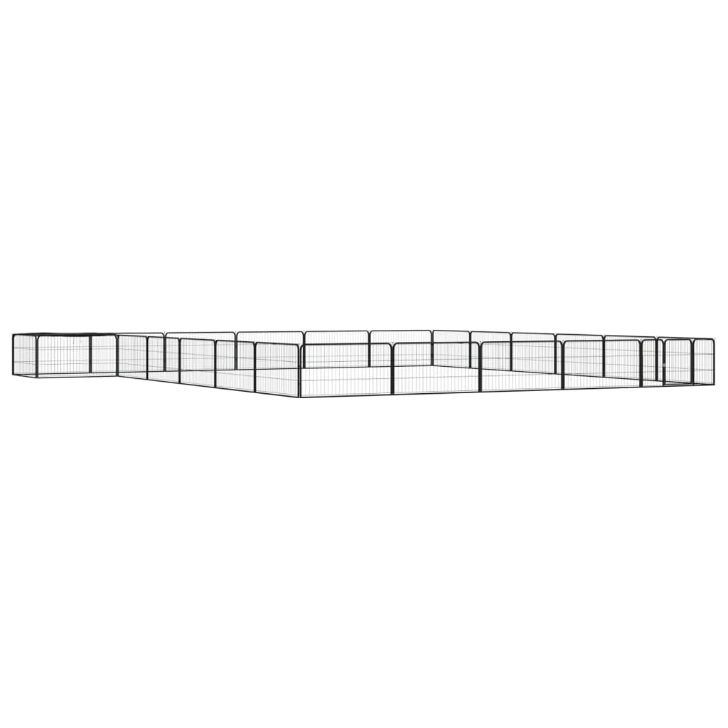 4-tlg. Hundelaufstall Schwarz 100x50cm Stahl Pulverbeschichtung