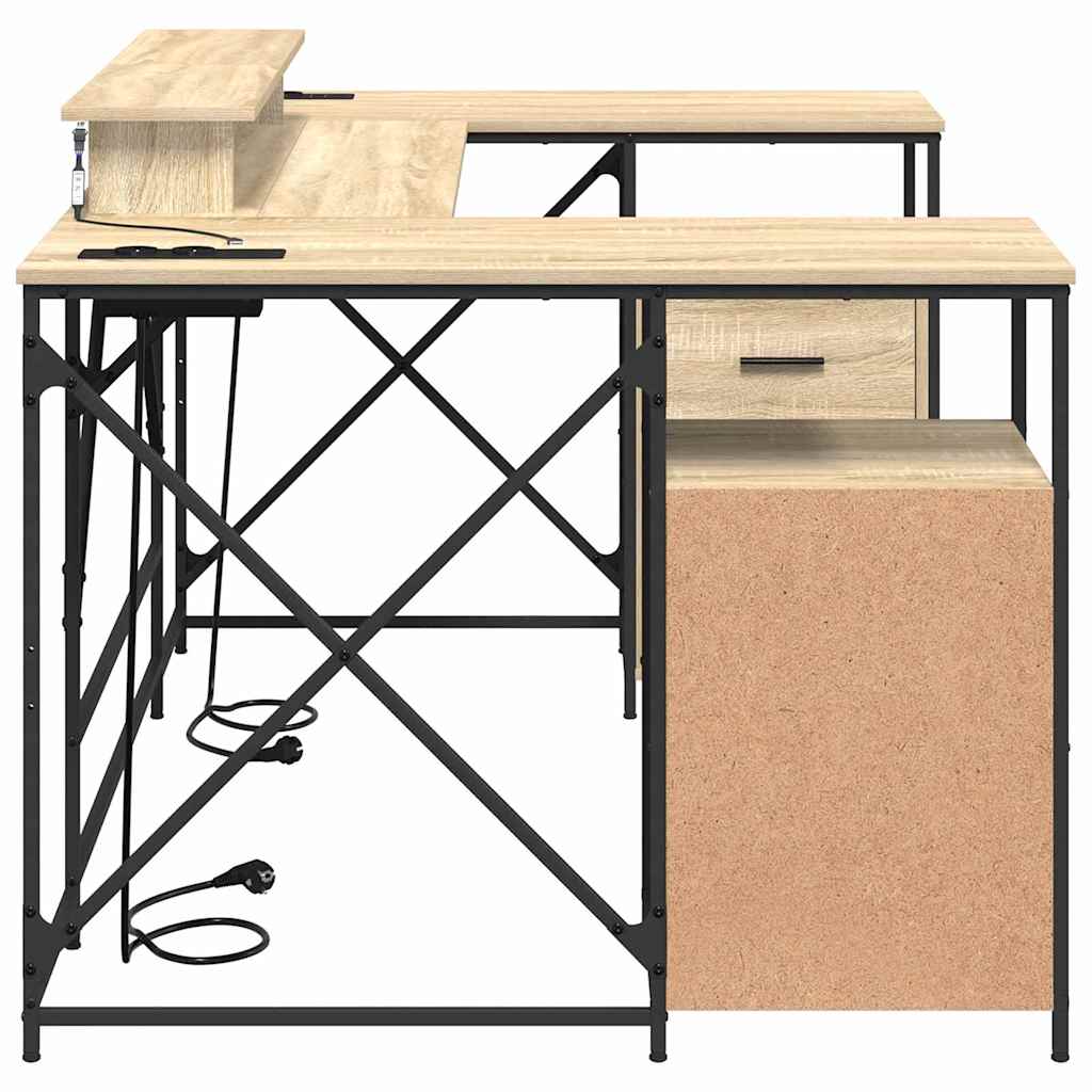 Schreibtisch mit Regal Schwarz Eichen-Optik 182 x 101 x 87,5 cm