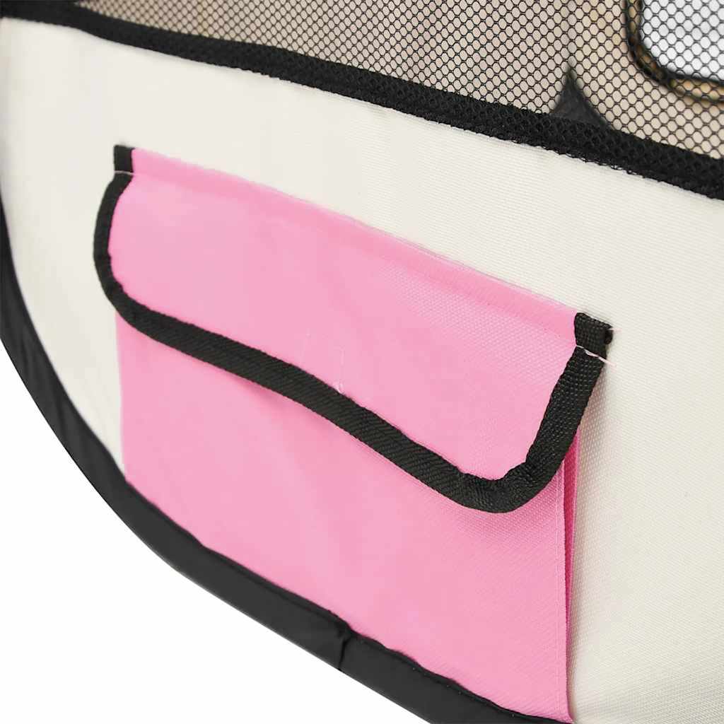 Faltbarer Welpenlaufstall mit Tragetasche Schwarz 90x90x58 cm