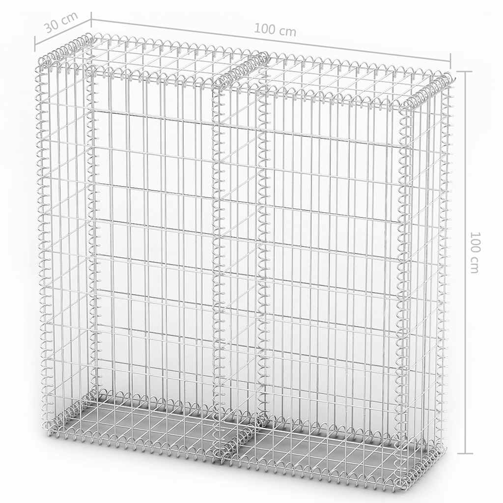 Steinkorb Gabione mit Deckeln Verzinkter Draht 100×30×30 cm