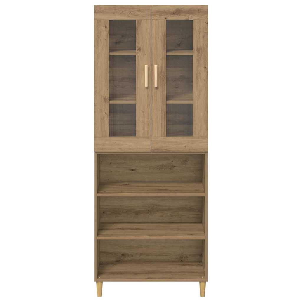 Highboard Altholz 69,5 x 34 x 180 cm Engineered Wood und Glas