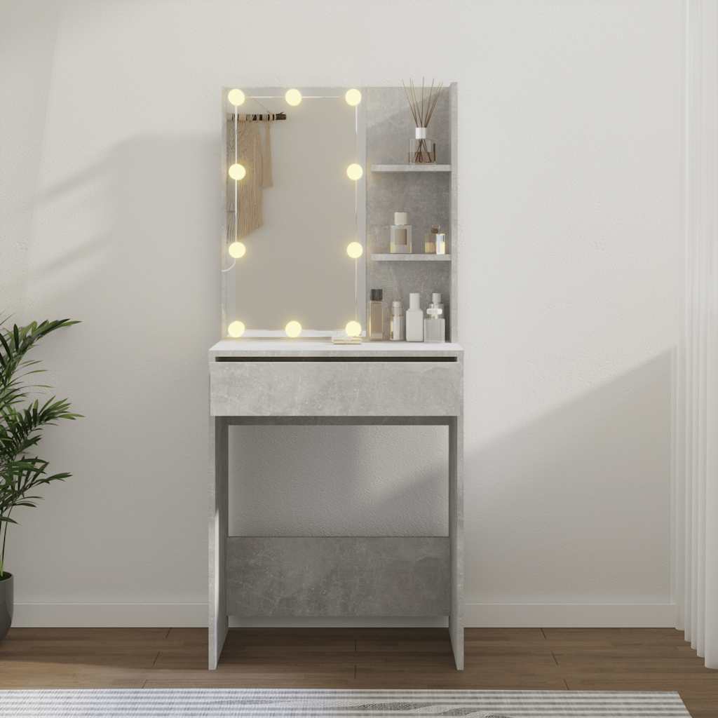 Schminktisch mit LED Weiß 60x40x140 cm
