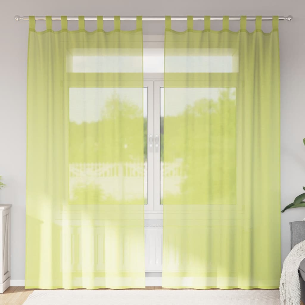 Voile Vorhänge mit Ösen 2 Stk. Apfelgrün 140x140 cm