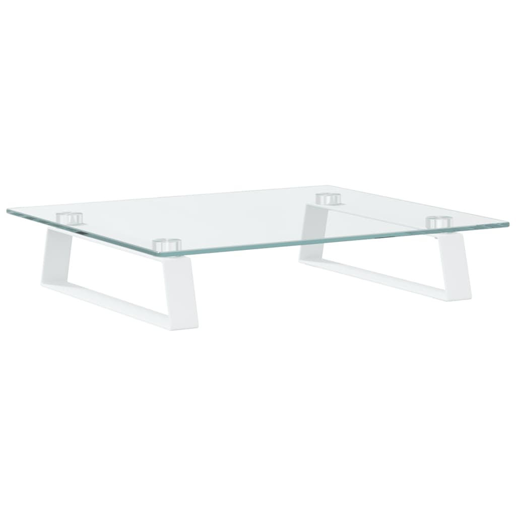 Monitorständer Weiß 60x20x8 cm Hartglas und Metall
