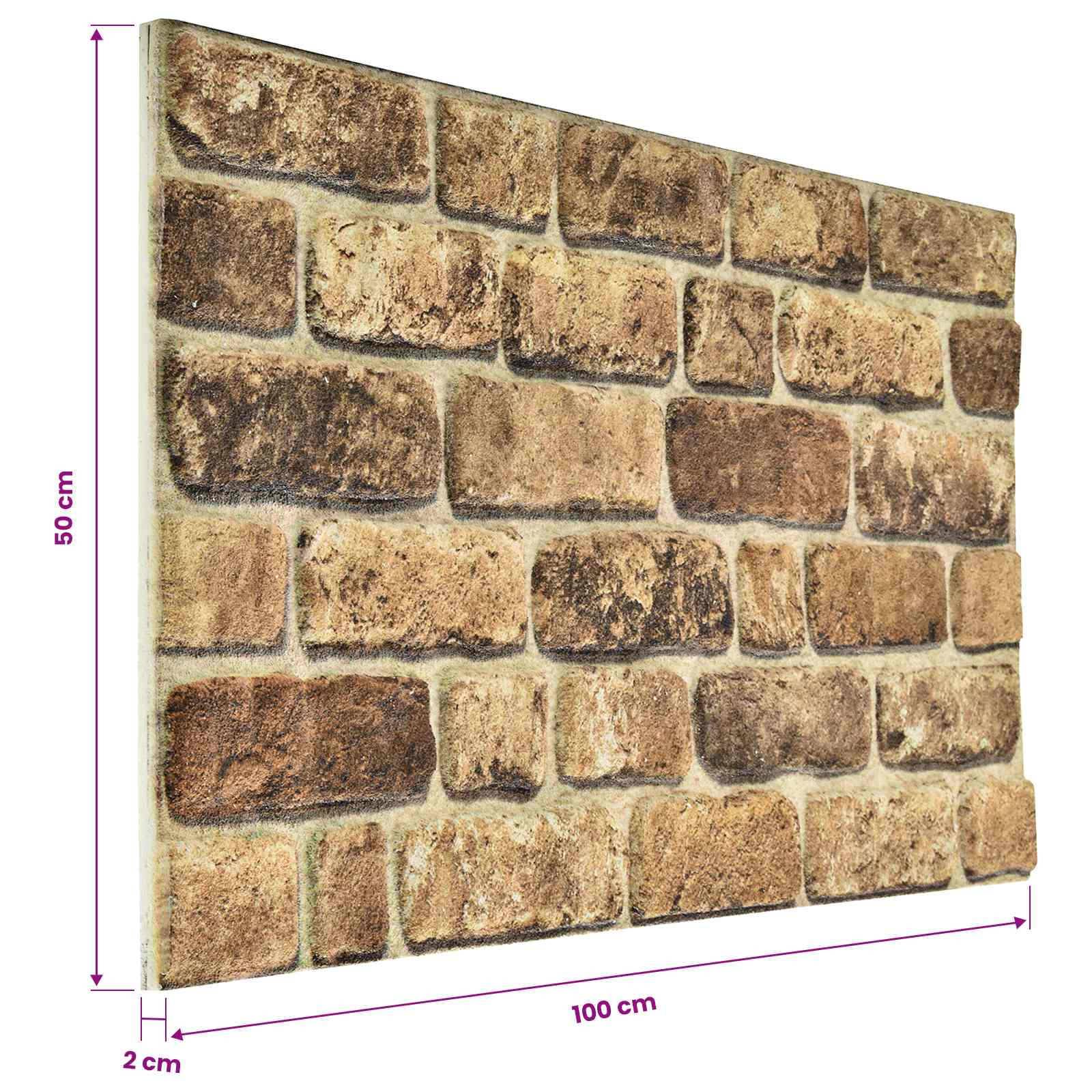 Wandpaneele 10 pcs Ziegel 100 x 50 cm EPS-Schaum