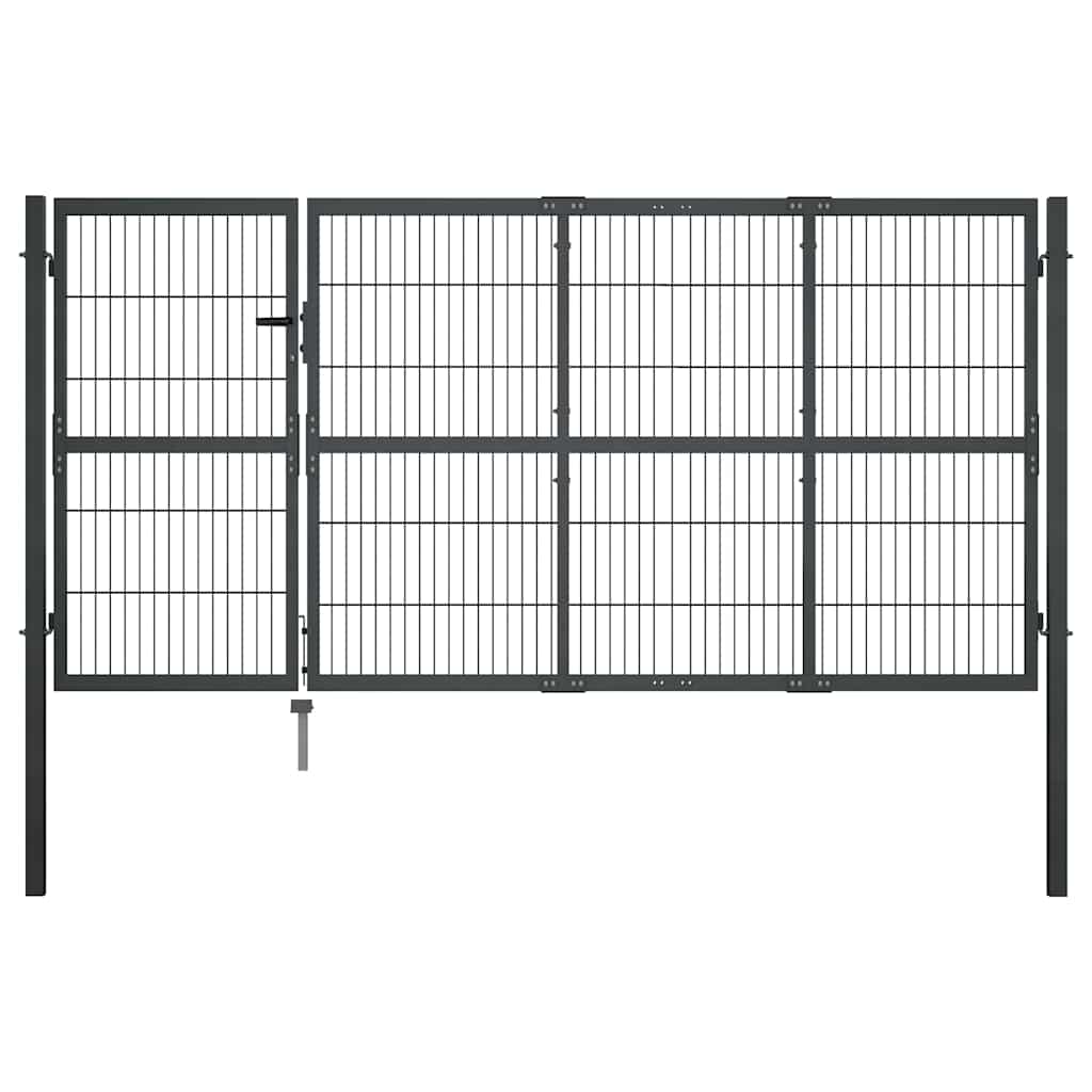 Gartentor mit Pfosten Stahl 350 x 100 cm Anthrazit