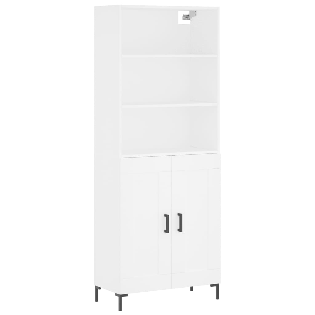 Highboard Hochglanz-Weiß 69,5x34x180 cm Holzwerkstoff