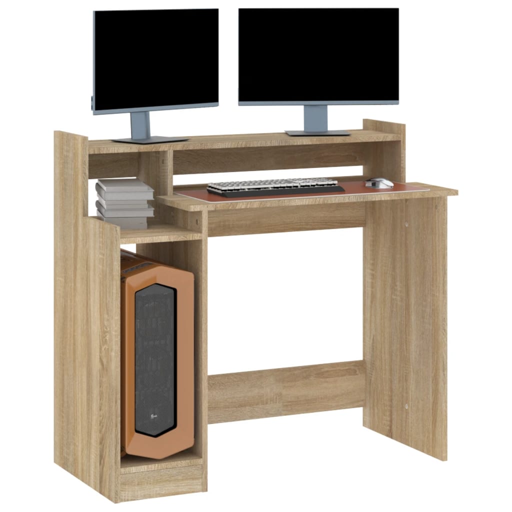 Schreibtisch mit LEDs Weiß 97x45x90 cm Holzwerkstoff