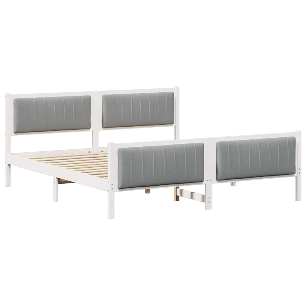 Bettgestell Braun und hellgrau 200 x 200 cm Massivholz Kiefer