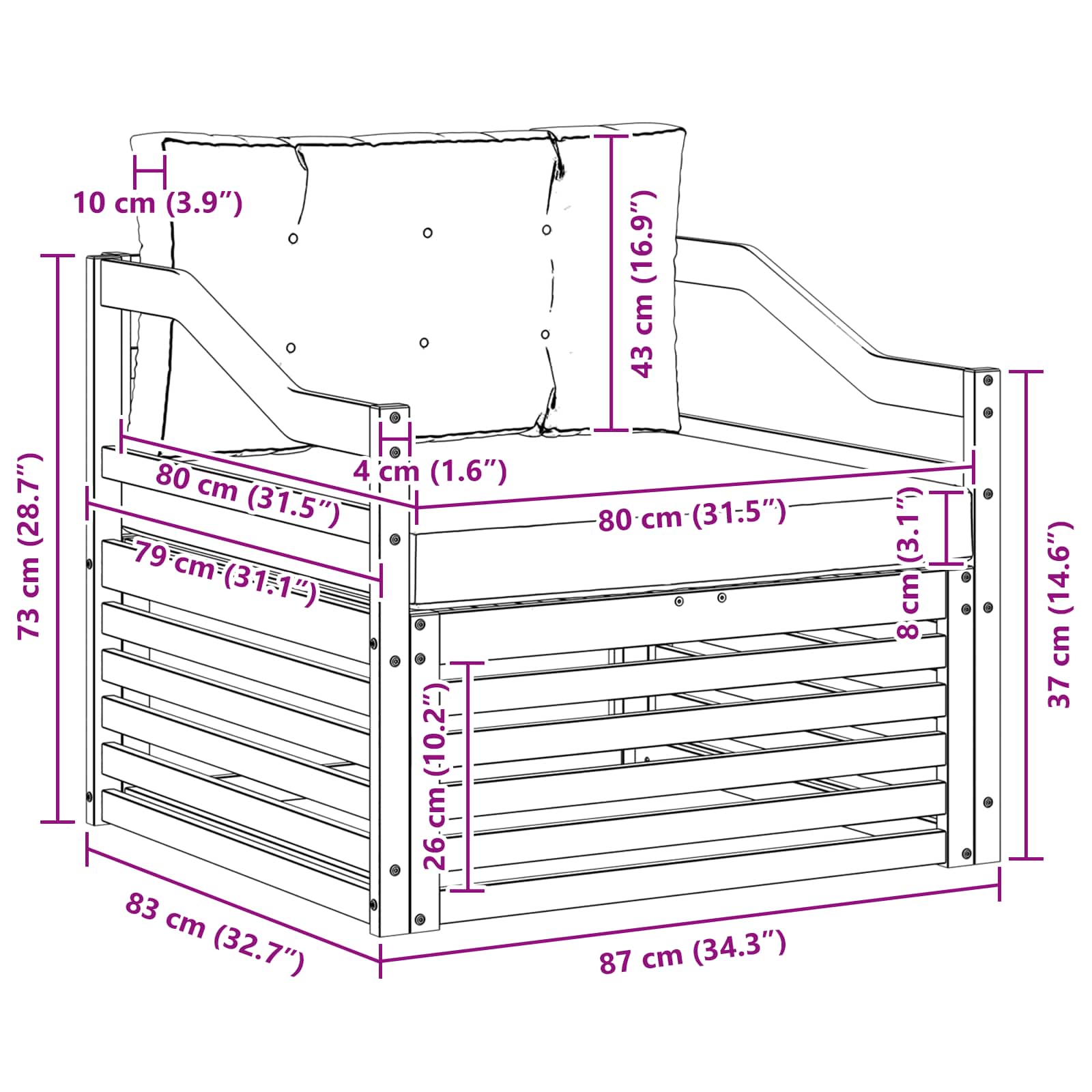 2 Stück Outdoor-Sofa Natur