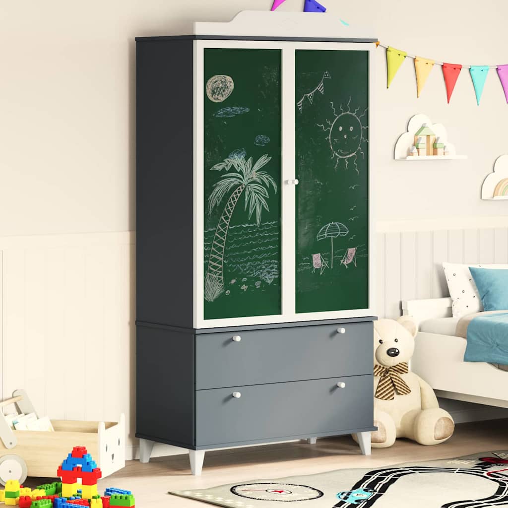 Kreidetafel Kleiderschrank mit Tür ROROS Weiß 90 x 45 x 180 cm