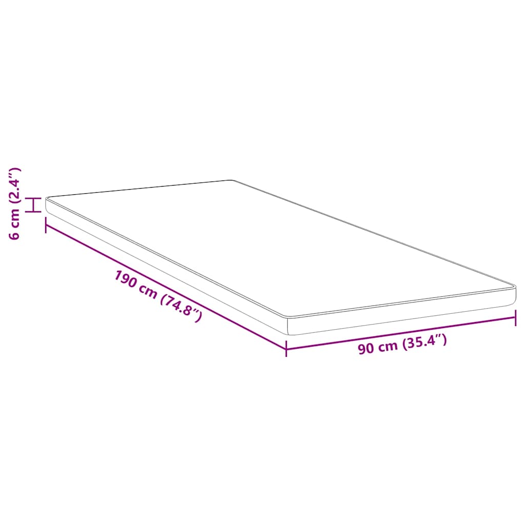 Matratzenauflage Weiß 70 x 200 cm Jacquard-Stoff