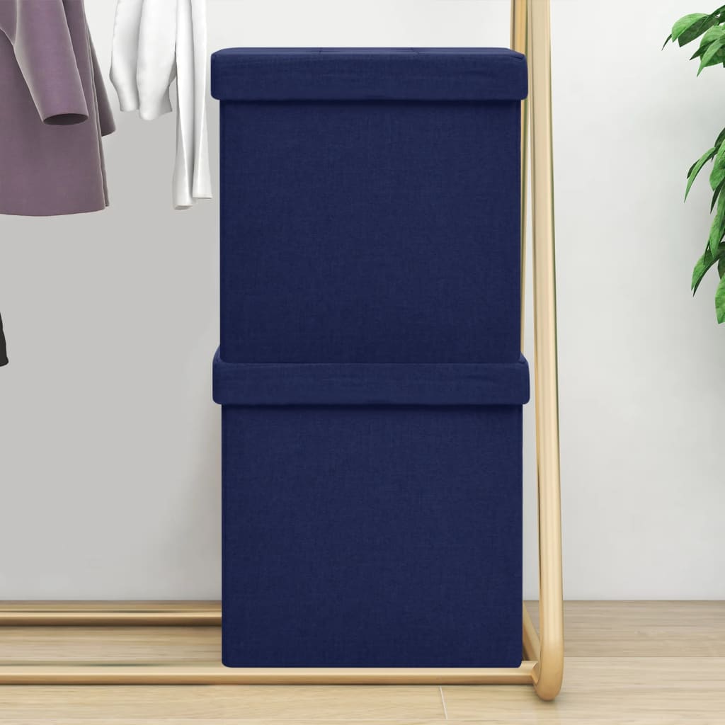 Hocker mit Stauraum Cremeweiß Leinenoptik