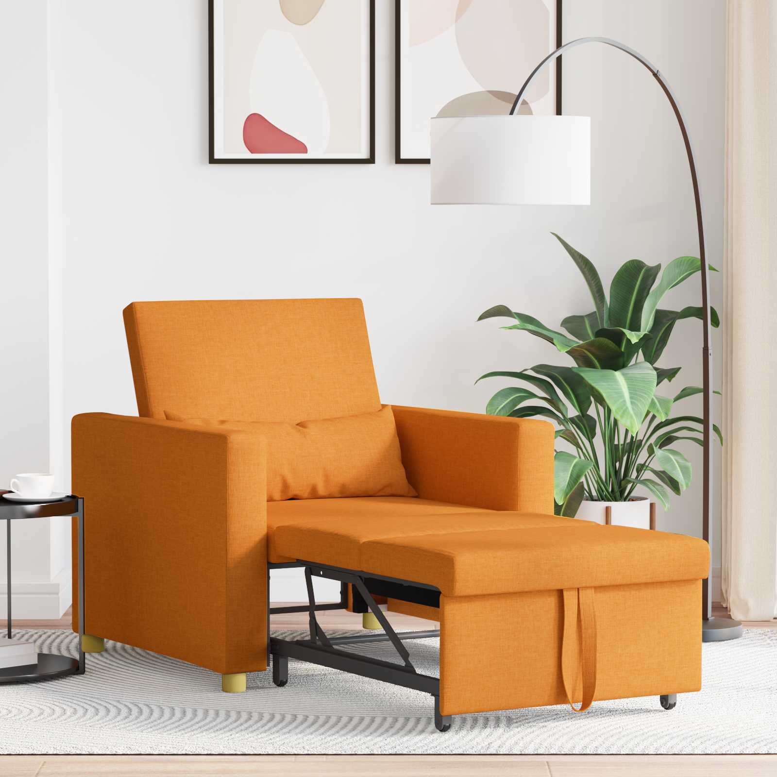 Ausziehbare Schlafcouch Einzel Hellgrau 90 x 165 x 87 cm Stoff