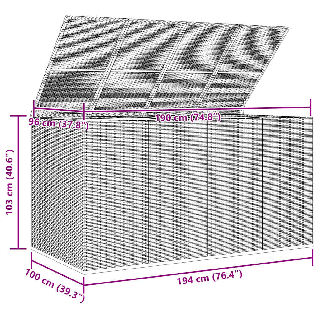 Garten-Kissenbox PE Rattan 100x49x103,5 cm Schwarz