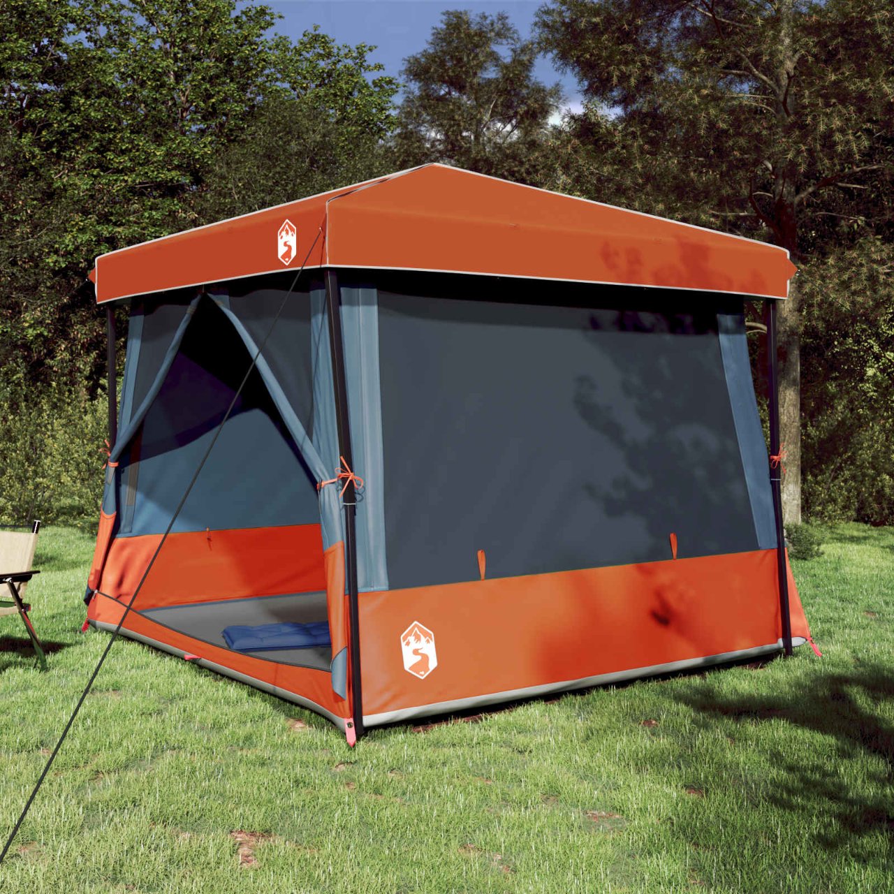 Camping-Zelt-Set mit Dach 2 pcs Blau Taffeta und Stoff