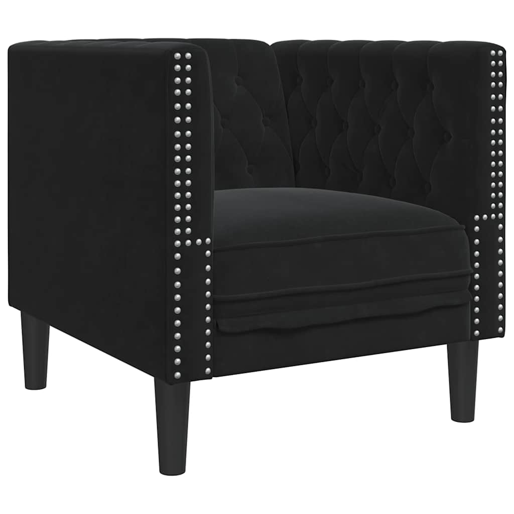 3-tlg. Chesterfield-Sofa-Set mit Nackenrollen Hellgrau Samt