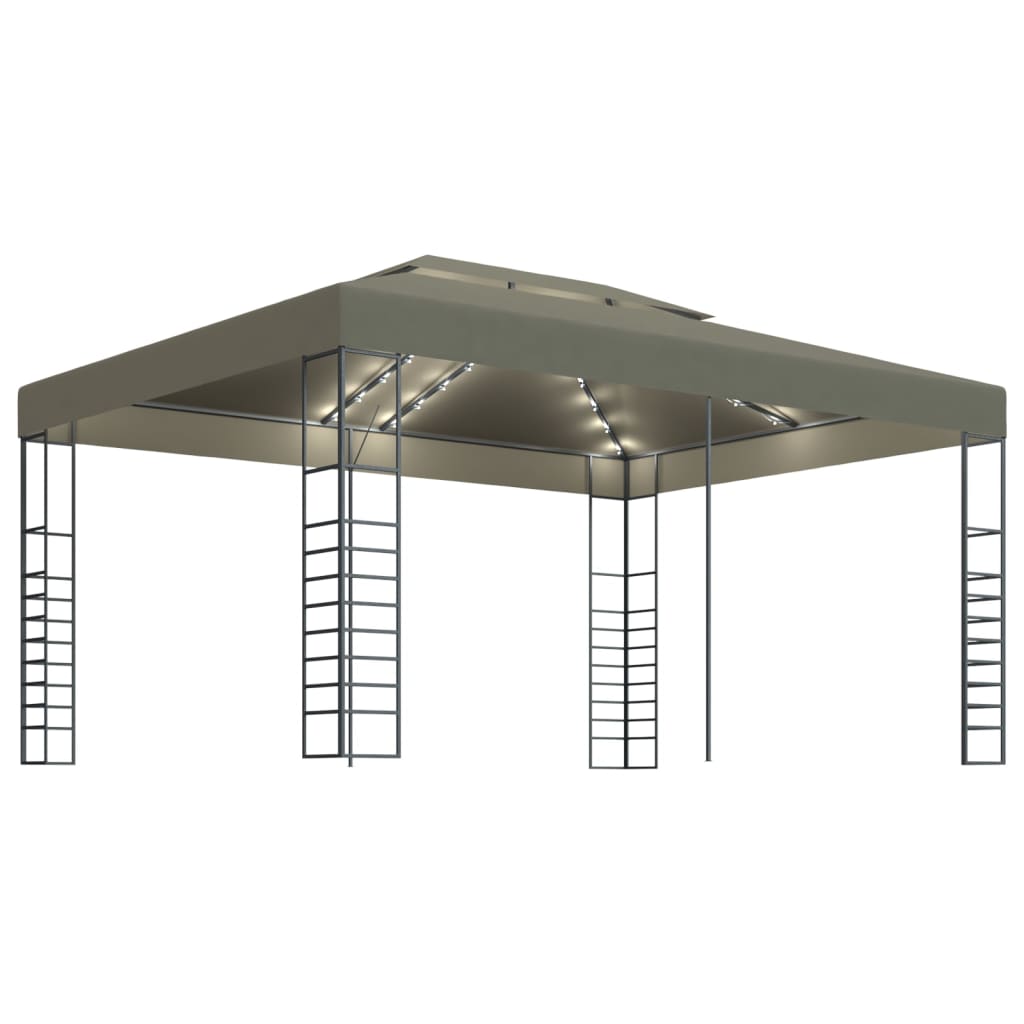 Pavillon mit LED-Lichterkette 4x3x2,7 m Weiß