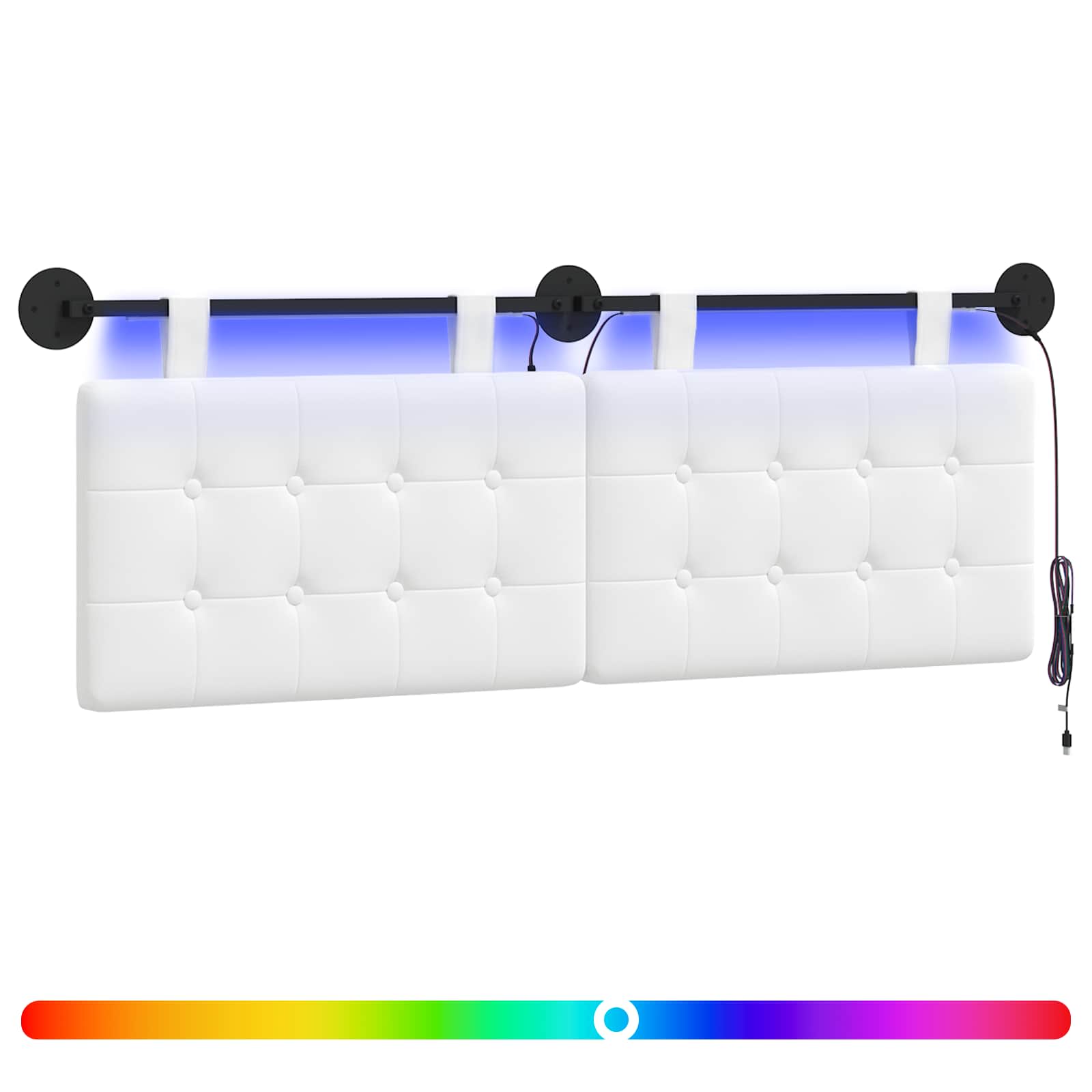 Hängendes Kopfteil Mit LED Licht Wolkengrau Stoff