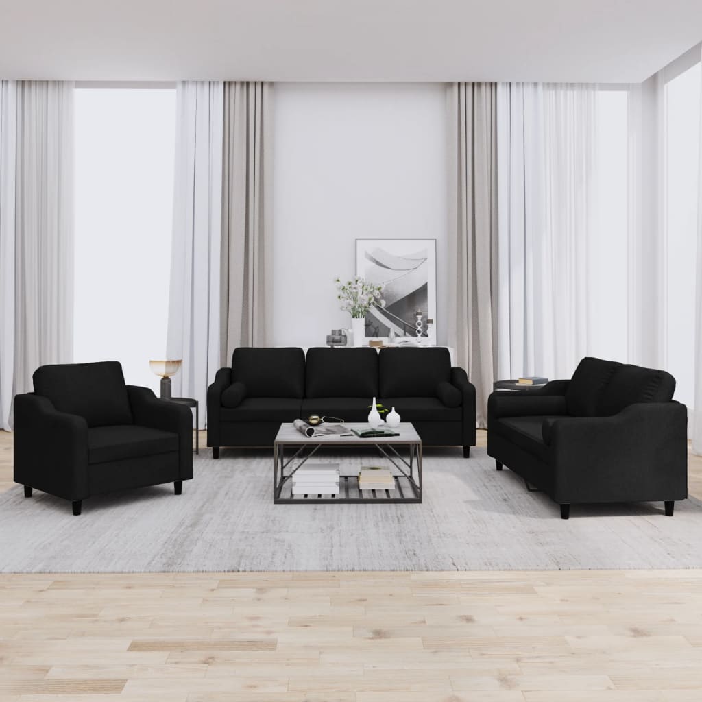4-tlg. Sofagarnitur mit Kissen Braun Stoff