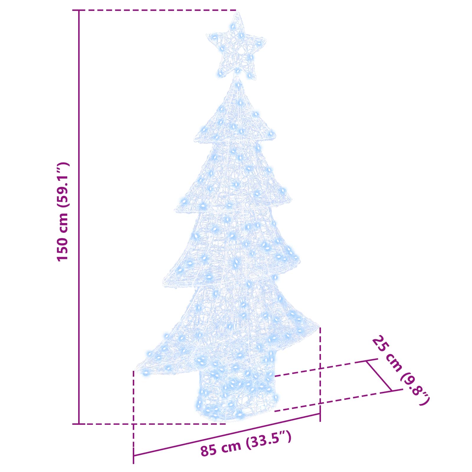 Weihnachtsbaum mit 100 LEDs Warmweiß 120 cm Acryl
