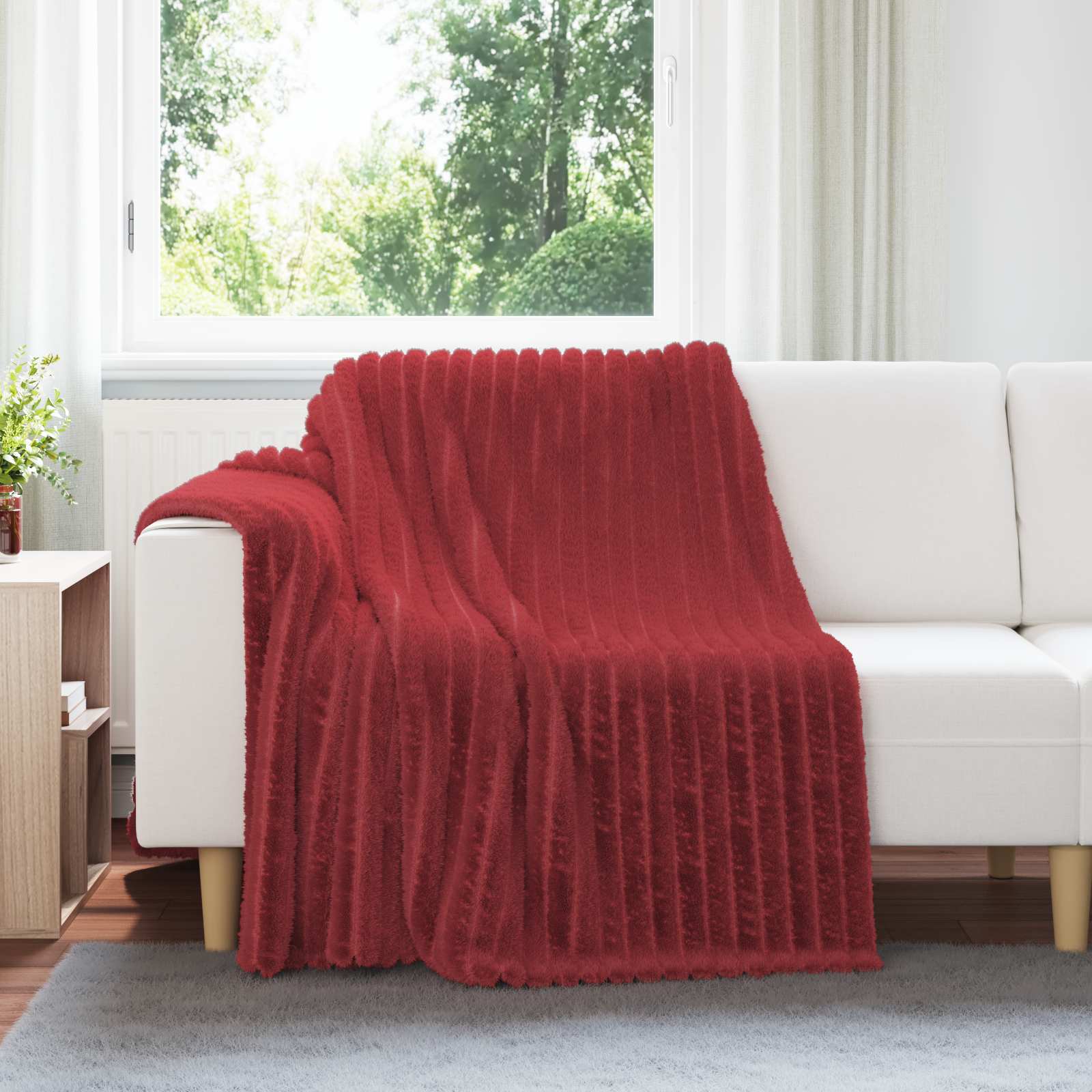 Überwurfdecke Beige 150 x 130 cm Fleece