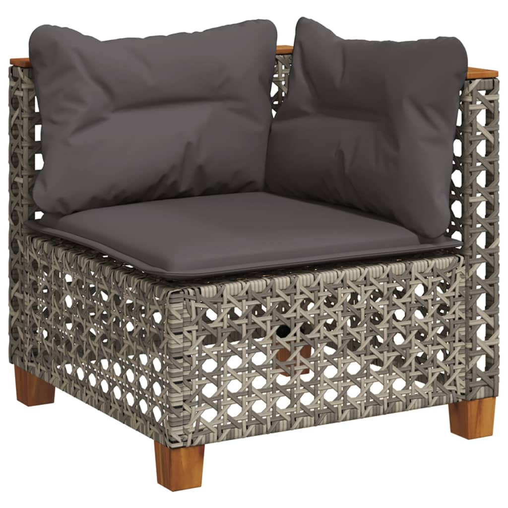 10-tlg. Garten-Sofagarnitur mit Kissen Beige Poly Rattan
