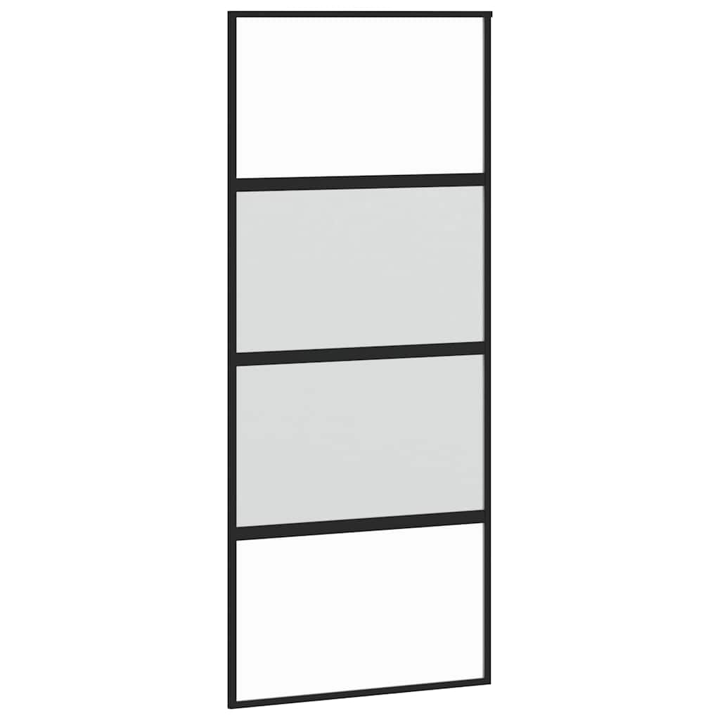 Schiebetür Aluminium und ESG Glas 90x205 cm Schwarz
