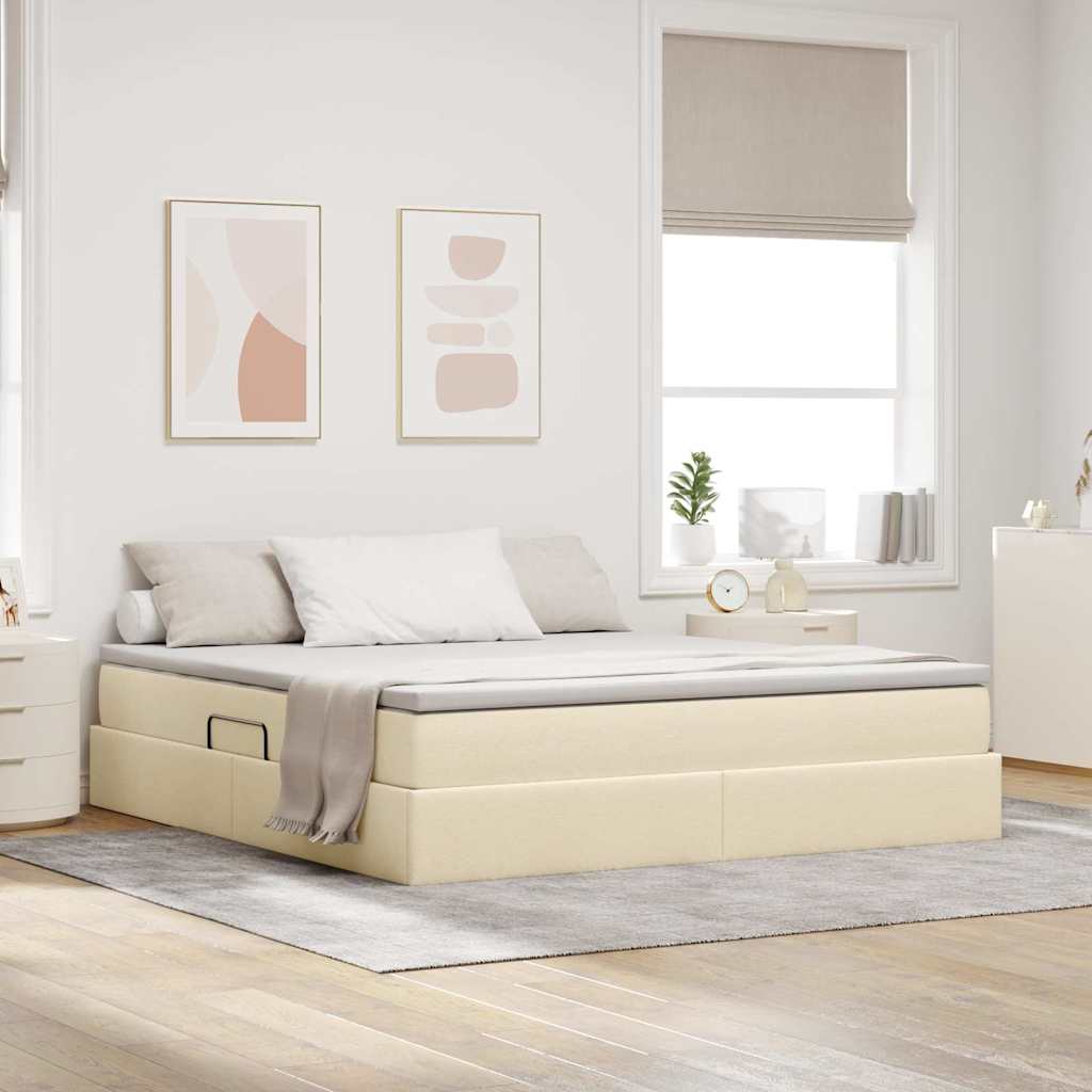 Aufbewahrungsbett mit Matratze Hellgrau 90 x 190 cm Polyester