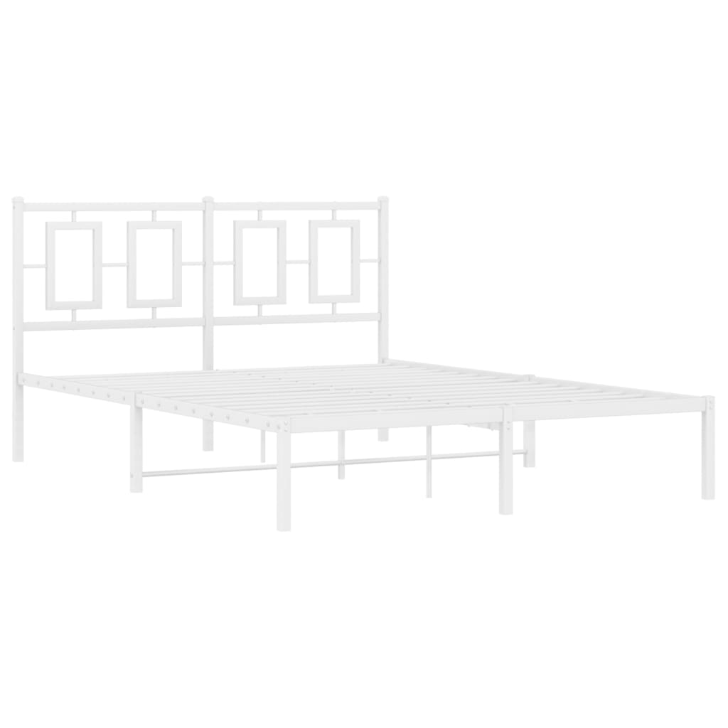 Bettgestell mit Kopf- und Fußteil Metall Weiß 180x200 cm