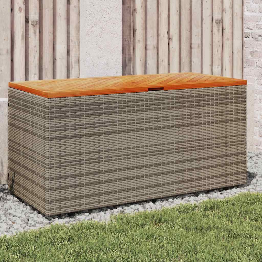 Gartentruhe Schwarz 110x50x54 cm Poly Rattan Akazienholz