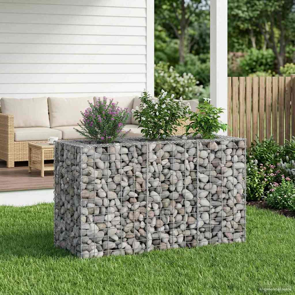 Gabionen Hochbeet 2 pcs Silber 260 x 60 x 55 cm