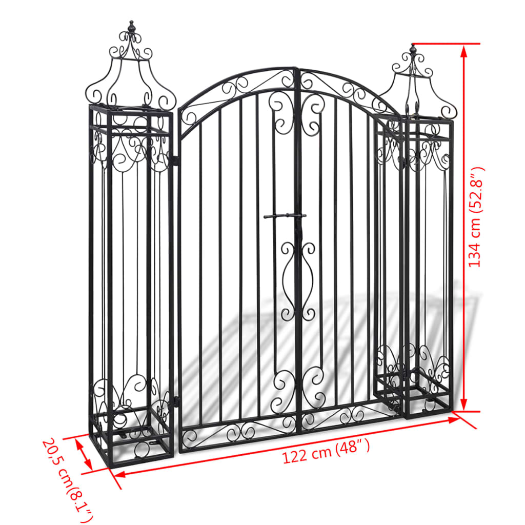 Gartentor Schwarz 121x8x100 cm Schmiedeeisen