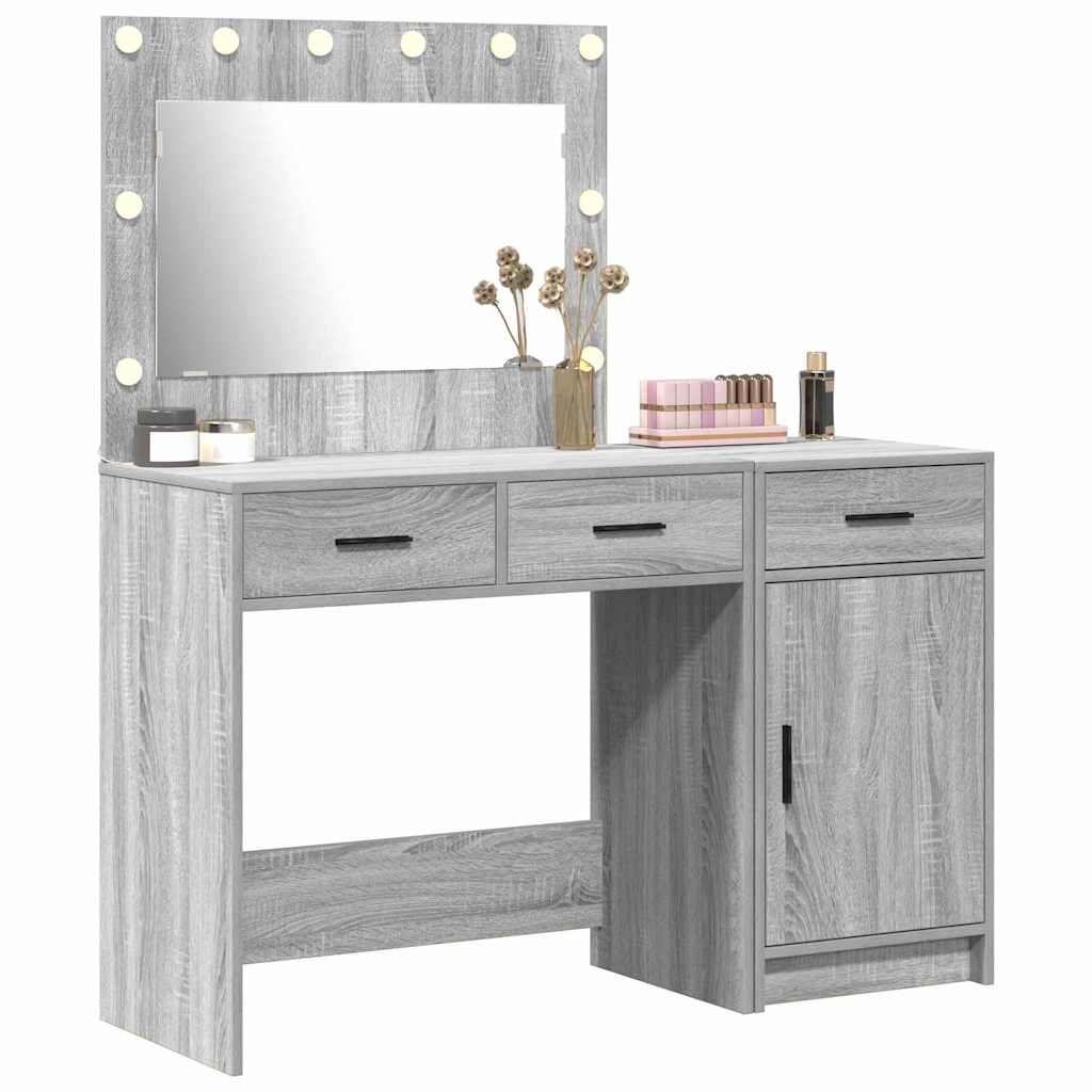 Schminktisch mit Spiegelbeleuchtung 2 pcs Weiß Holzwerkstoff