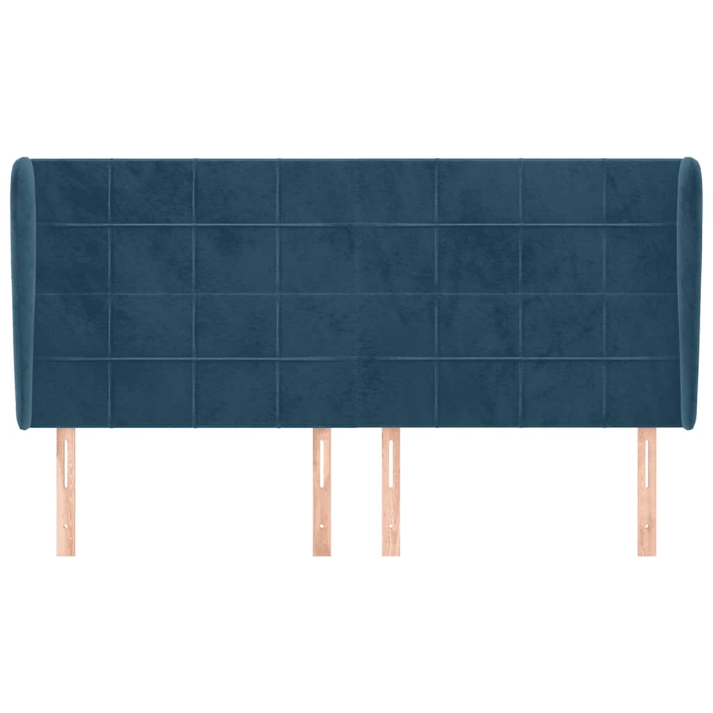 Kopfteil mit Ohren Dunkelblau 93x23x78/88 cm Samt
