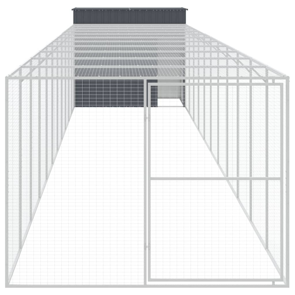 Hundehütte mit Auslauf Anthrazit 214x253x181cm Verzinkter Stahl